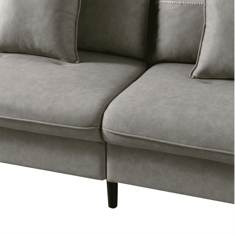 Mexico Straight Line Sofa Set in Grey Color - Oak Inside