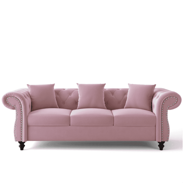 Jack & Hill Chesterfield Suede Sofa Set - Oak Inside