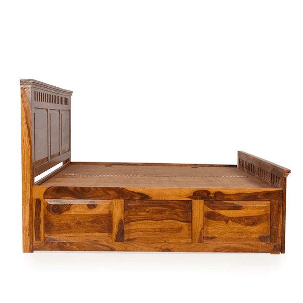 Camden King Size Bed In Sheesham Wood - Oak Inside