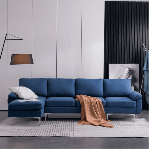 Jasmine Blue Sectional Sofa Set - Oak Inside