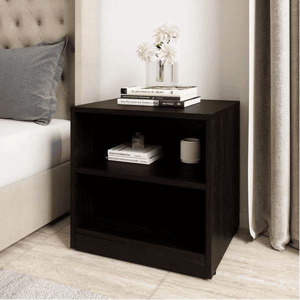 Solimo Engineered Wood Wenge Finish Bedside Table - Oak Inside