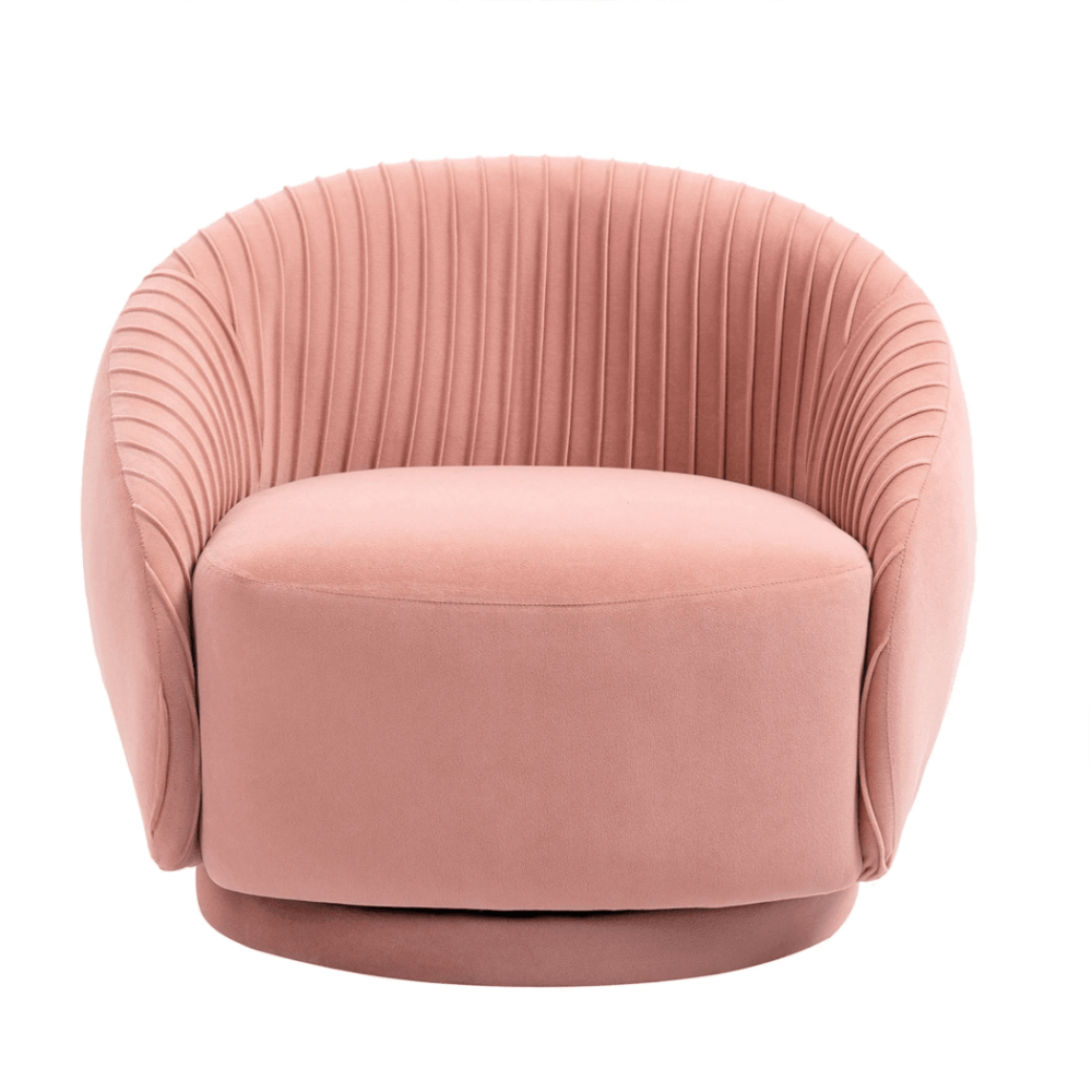 Barrel Arm Chair Embossing Fleece Upholstered Accent Sofa Chair - Oak Inside