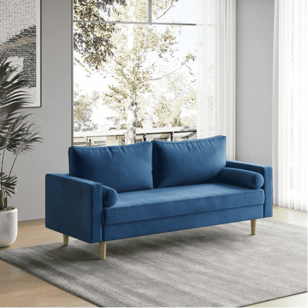 Craftmen Modern Sofa Set in Suede Fabric - Oak Inside