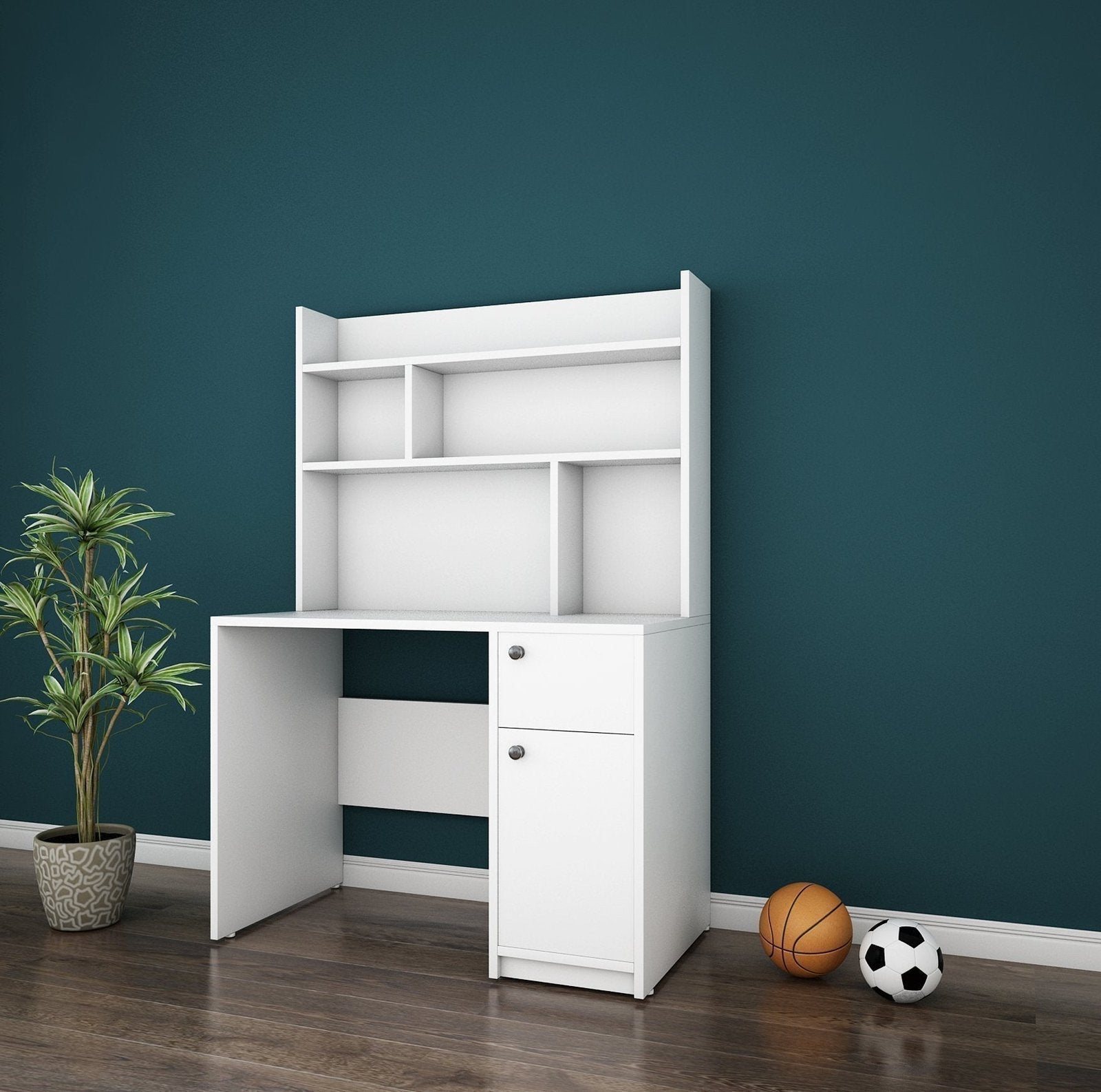 Starstock Study Table in White Color - Oak Inside