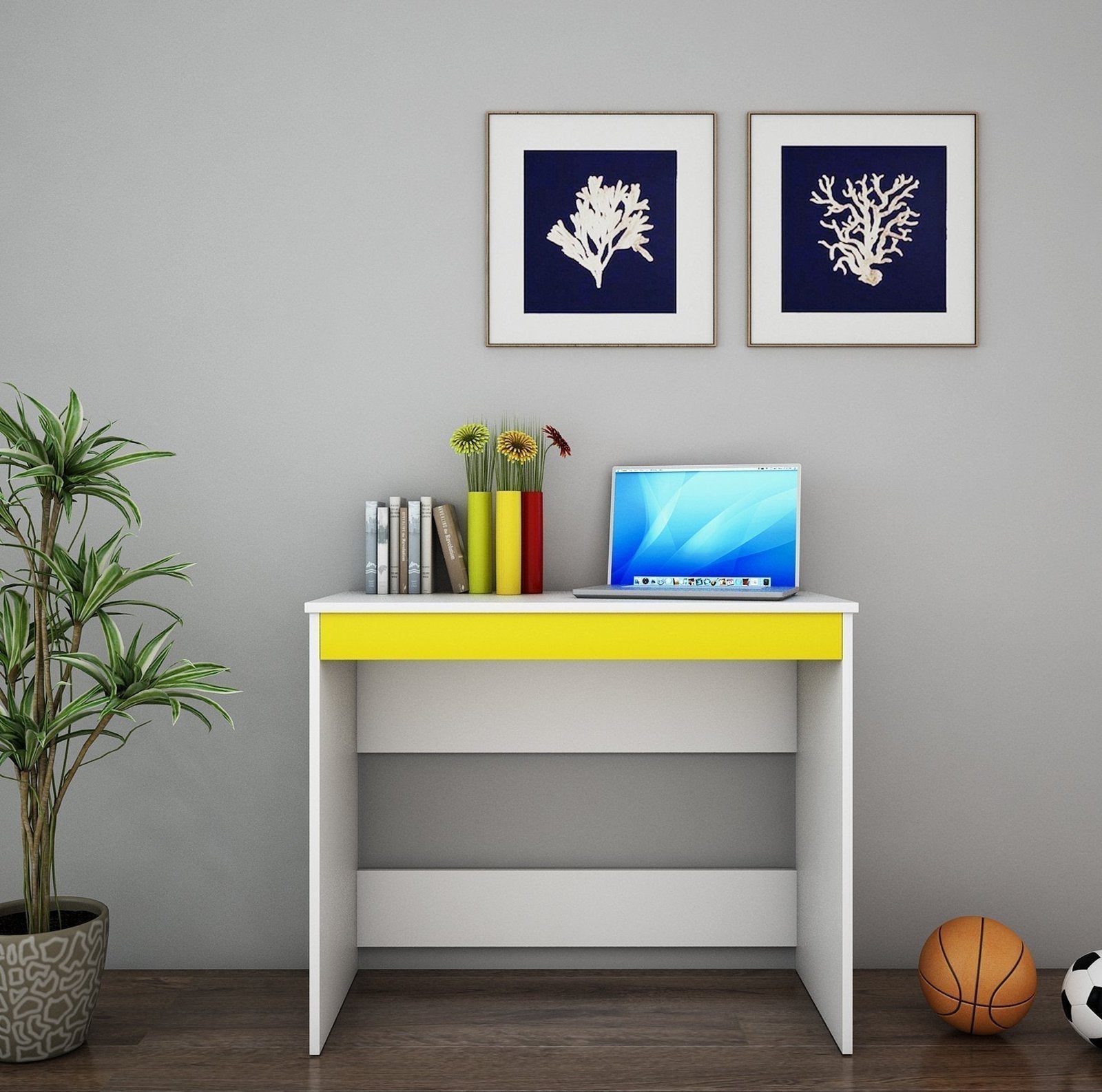 Starbuzz Study Table in White Color - Oak Inside