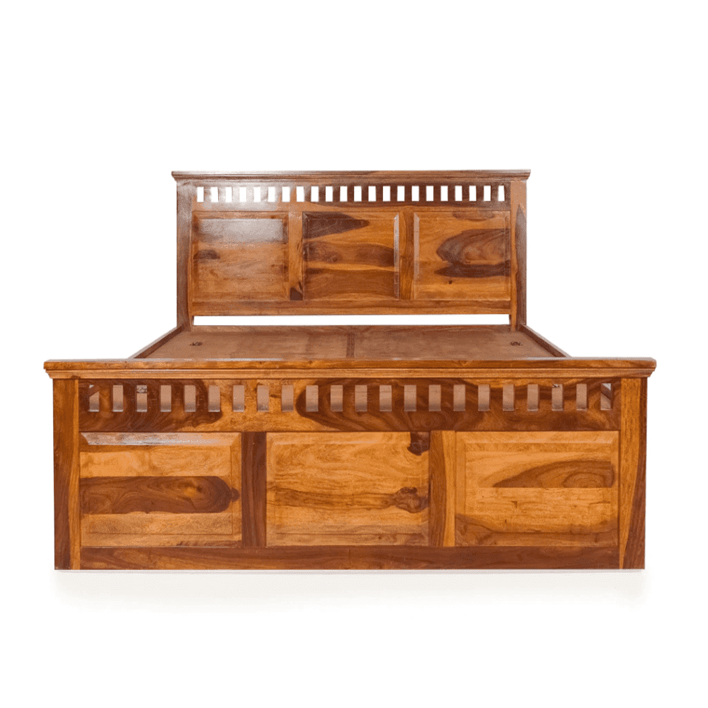 Camden King Size Bed In Sheesham Wood - Oak Inside