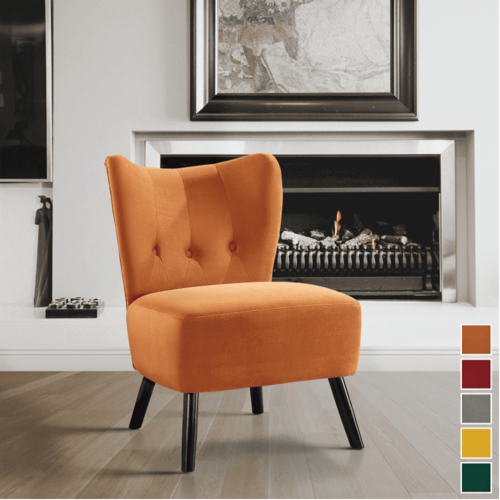 Lappy Suede Accent Chair - Oak Inside