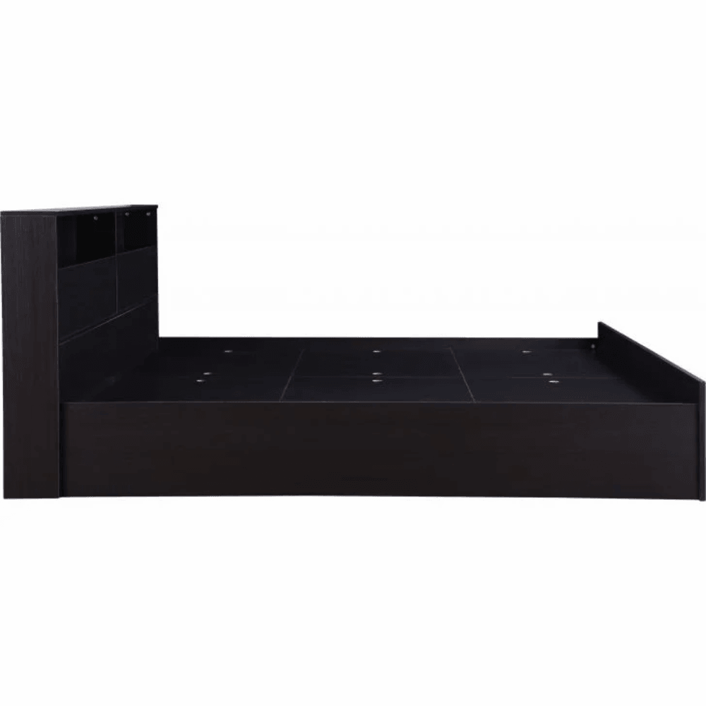 Denver Wooden Bed with Storage in Brown Glossy Finish - Oak Inside