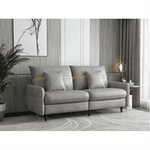 Mexico Straight Line Sofa Set in Grey Color - Oak Inside