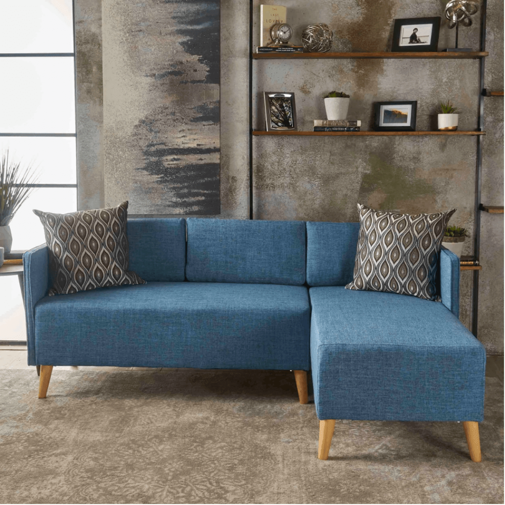 Augustus Mid-century Modern Fabric Chaise Sectional - Oak Inside