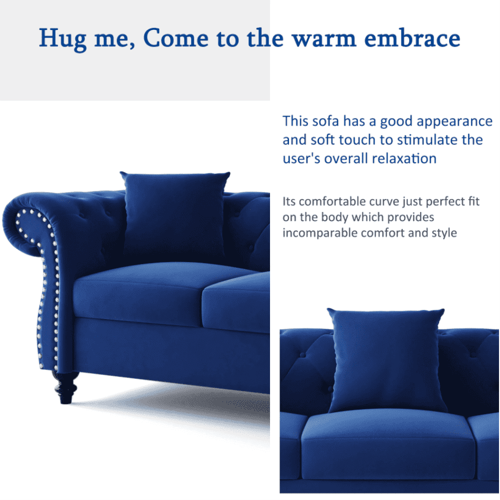 Jack & Hill Chesterfield Suede Sofa Set - Oak Inside