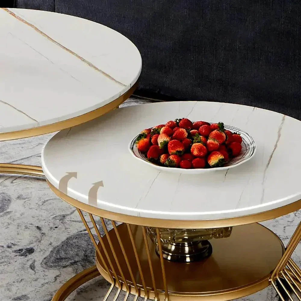 Hexa Golden Nesting Table Set of Two - Center Table
