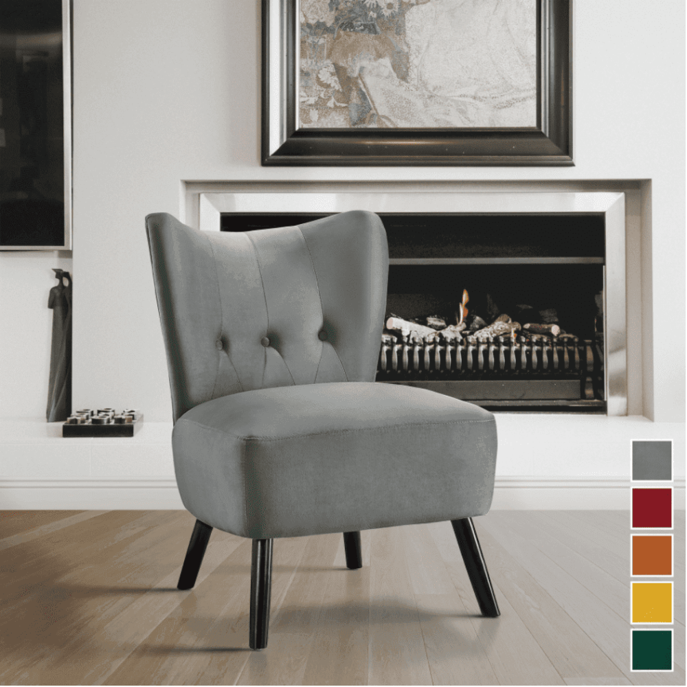 Lappy Suede Accent Chair - Oak Inside
