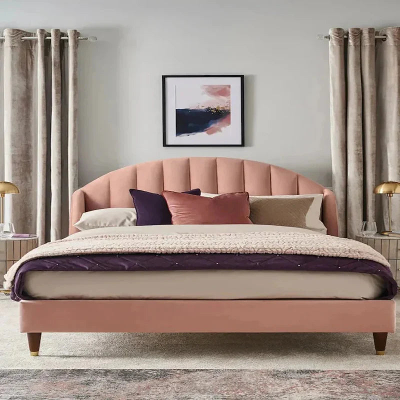 Knox Vertical Luxury Upholstered Bed Without Storage in Suede