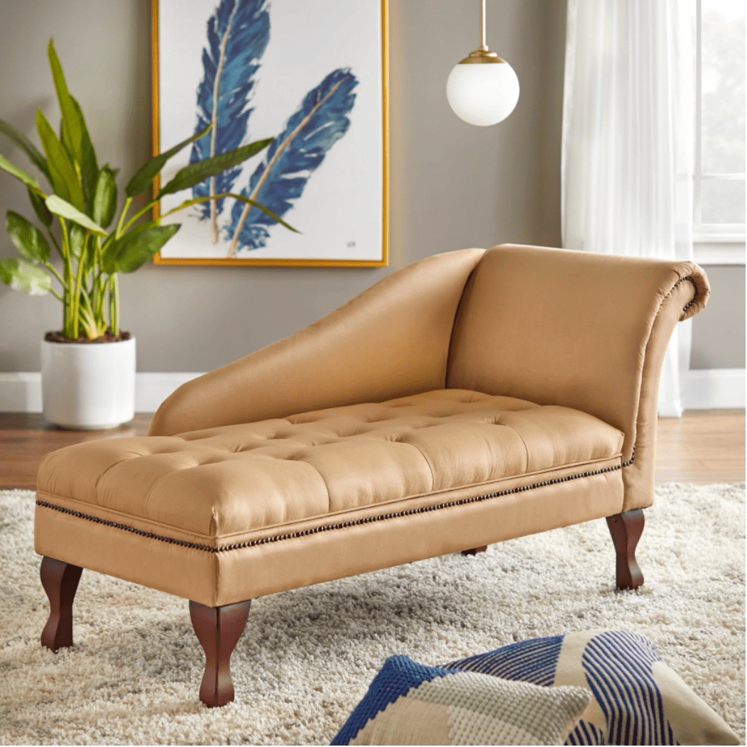 Simple Living Chaise Lounge - Oak Inside