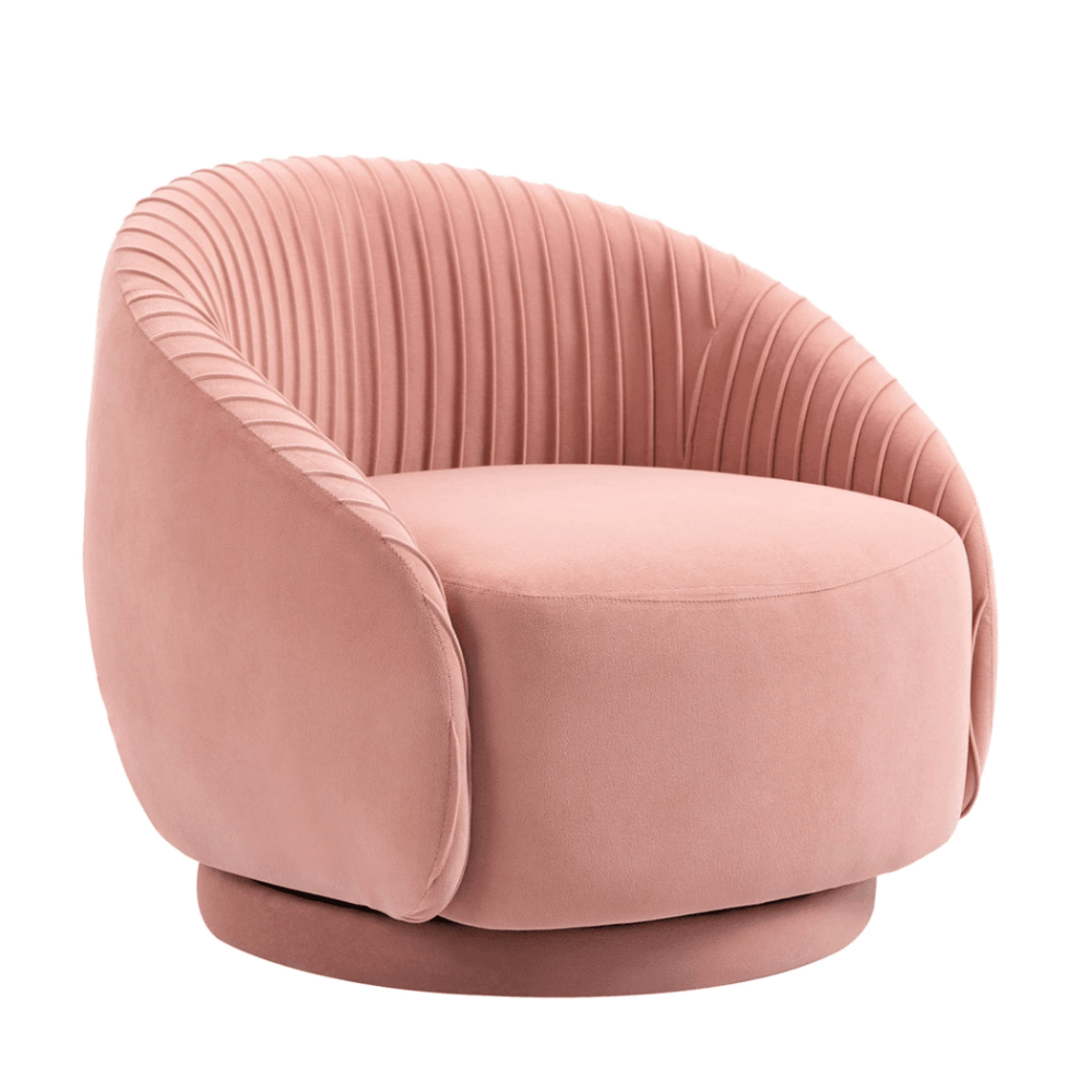 Barrel Arm Chair Embossing Fleece Upholstered Accent Sofa Chair - Oak Inside