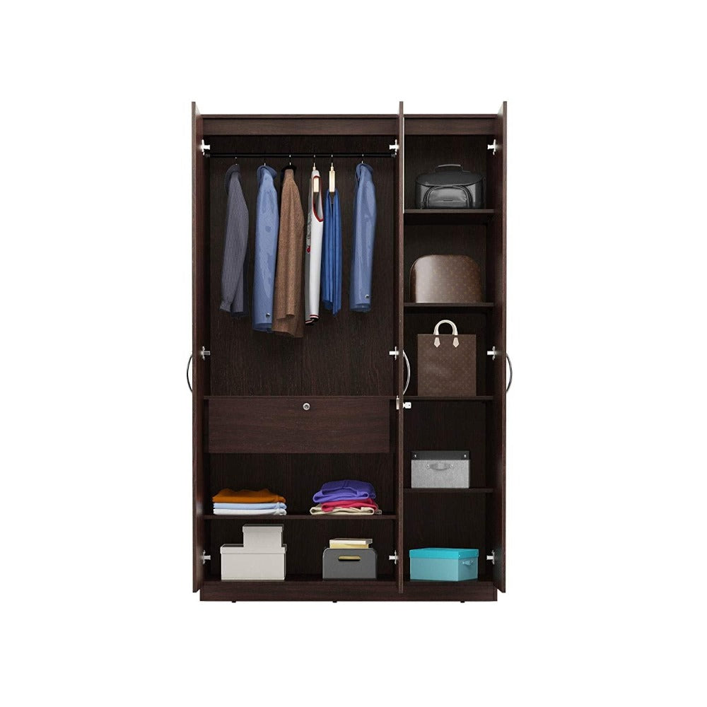 Rolx Medusa Engineered Wood Wardrobe Wenge Finish - Oak Inside