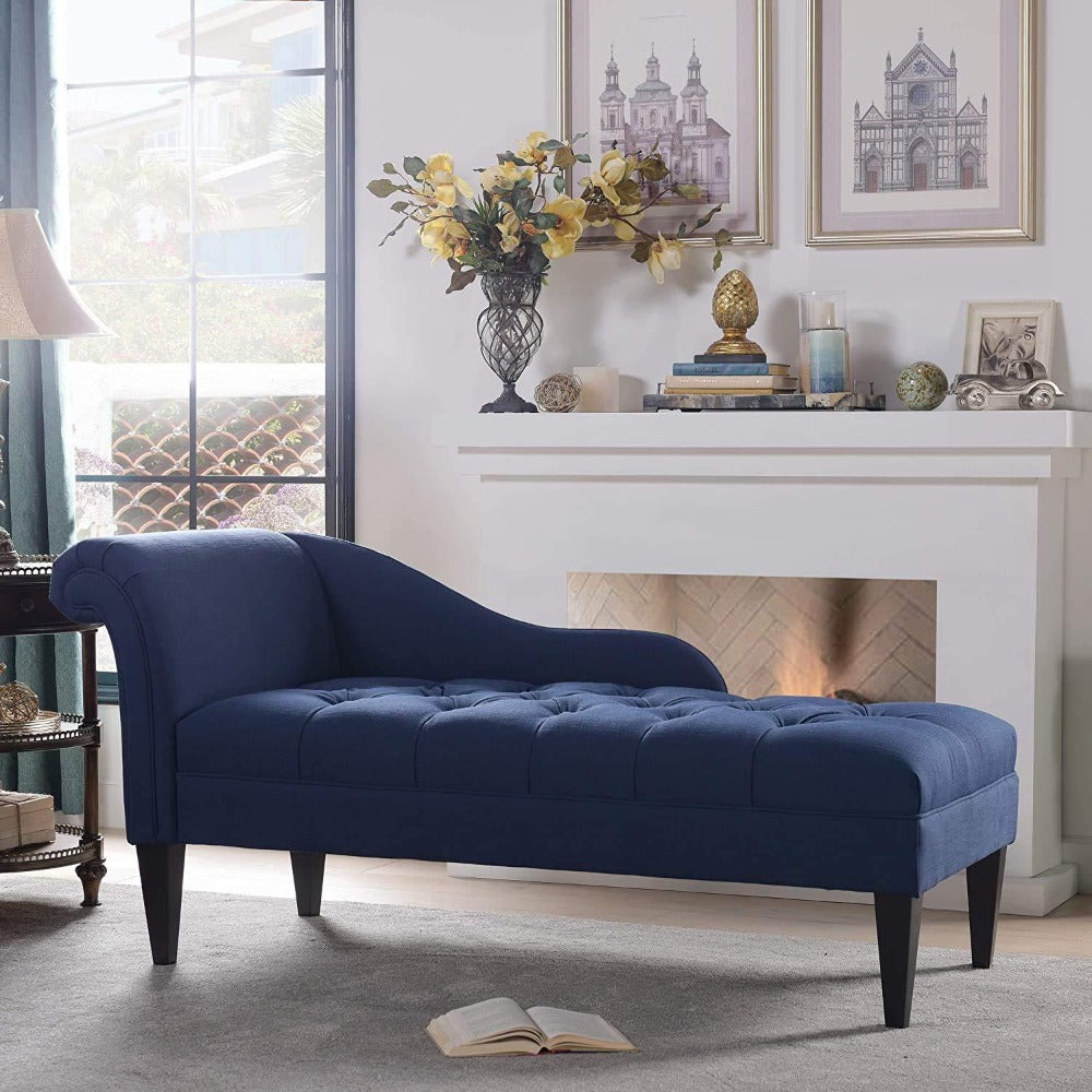 Diffo Quilted Lounger in Blue Color - Oak Inside