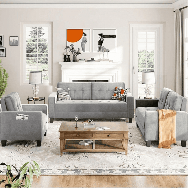 Comfortable Modern Sofa Set for Home Living Room - Oak Inside