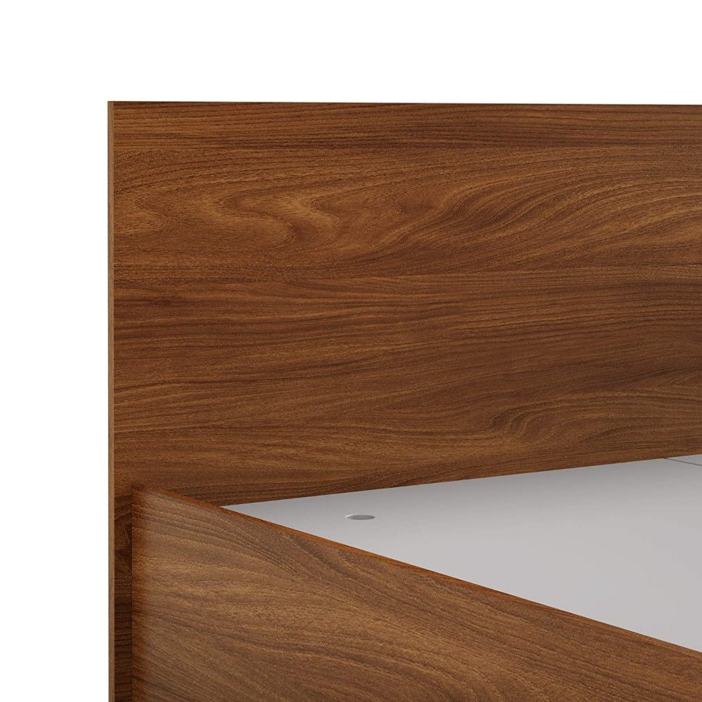 Solimo Wooden Bed in Walnut Colour With Storage - Oak Inside