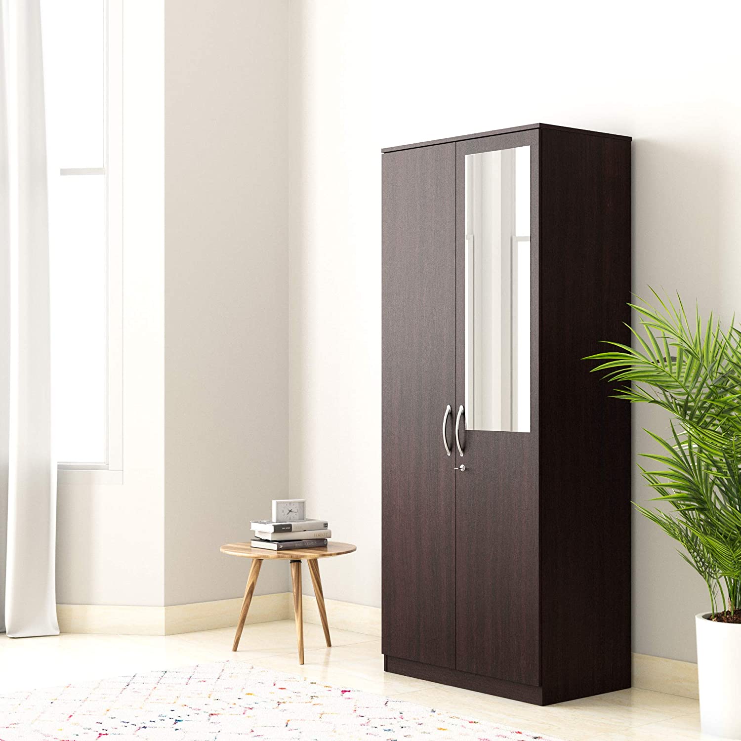 Tuffio Medusa Engineered Wood Wardrobe Wenge Finish - Oak Inside
