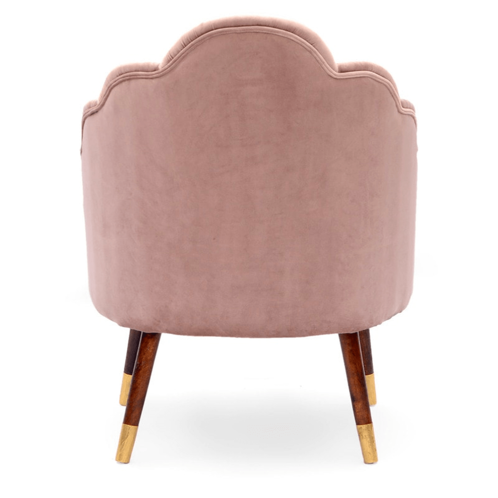 Peacock Suede Accent Chair - Oak Inside