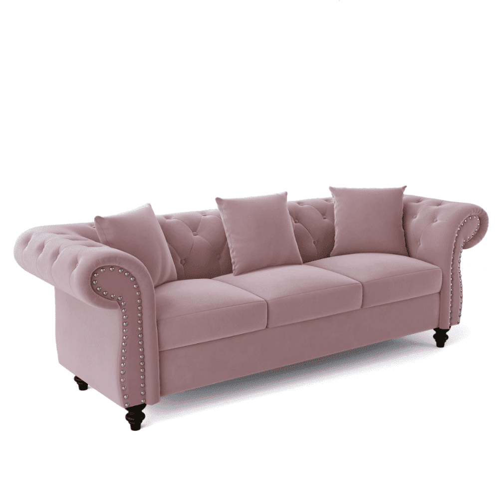 Jack & Hill Chesterfield Suede Sofa Set - Oak Inside