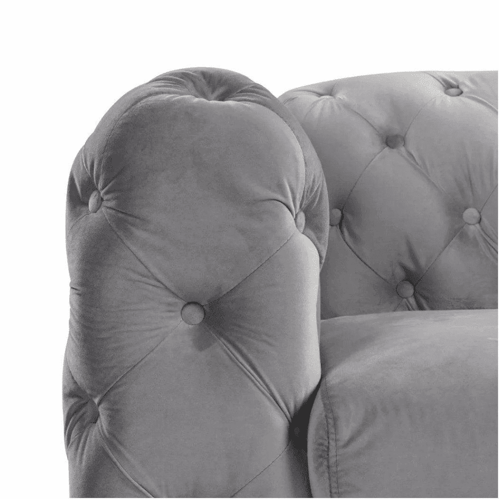 Dollo Chesterfield Suede Tufted Sofa Set - Oak Inside