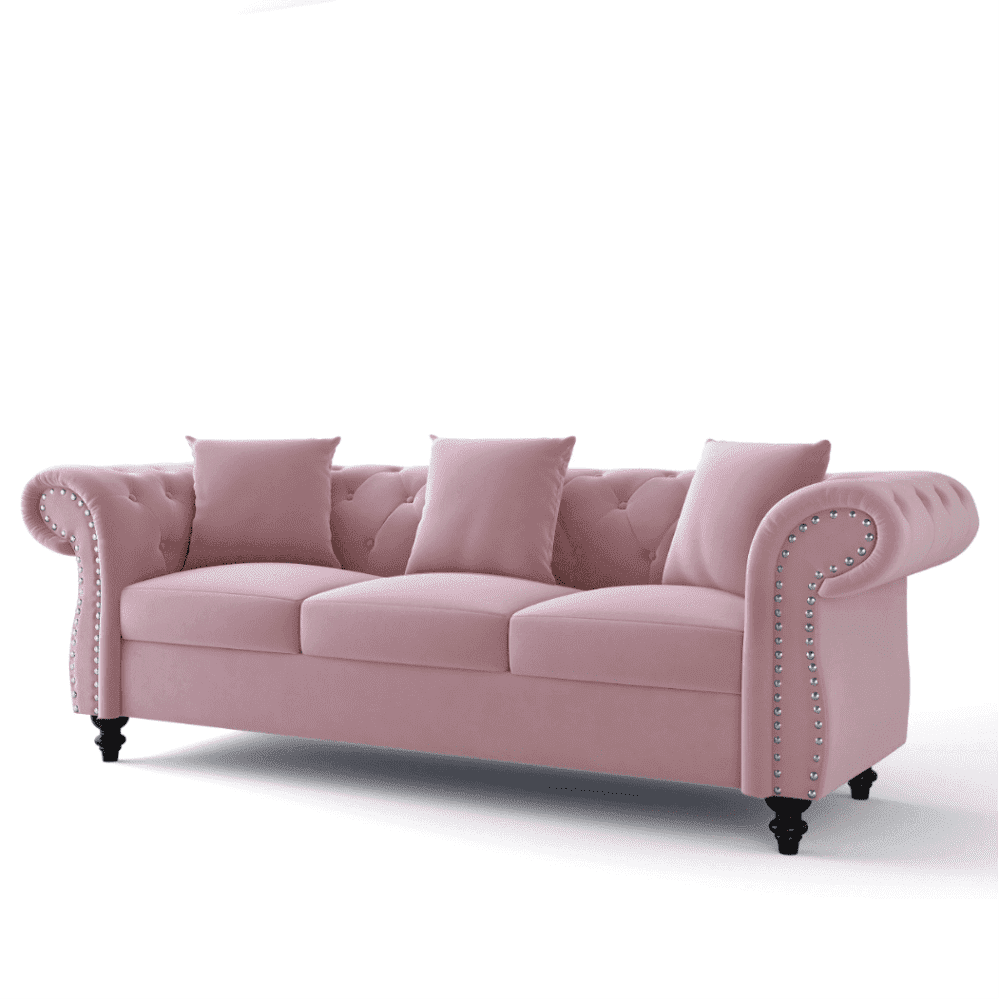 Jack & Hill Chesterfield Suede Sofa Set - Oak Inside