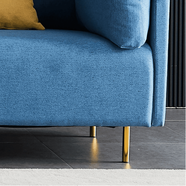 Ronaldo Sectional Sofa Set in Blue Color With Ottoman - Oak Inside