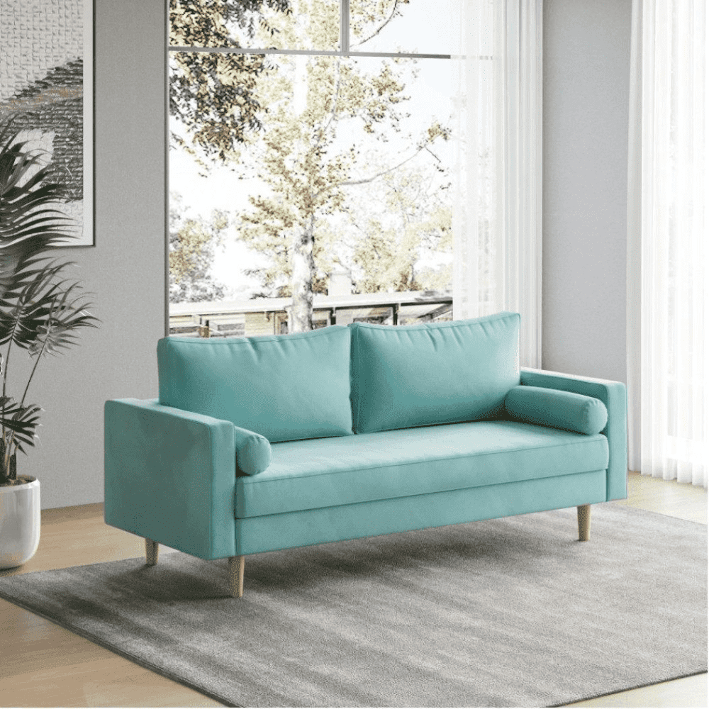 Craftmen Modern Sofa Set in Suede Fabric - Oak Inside