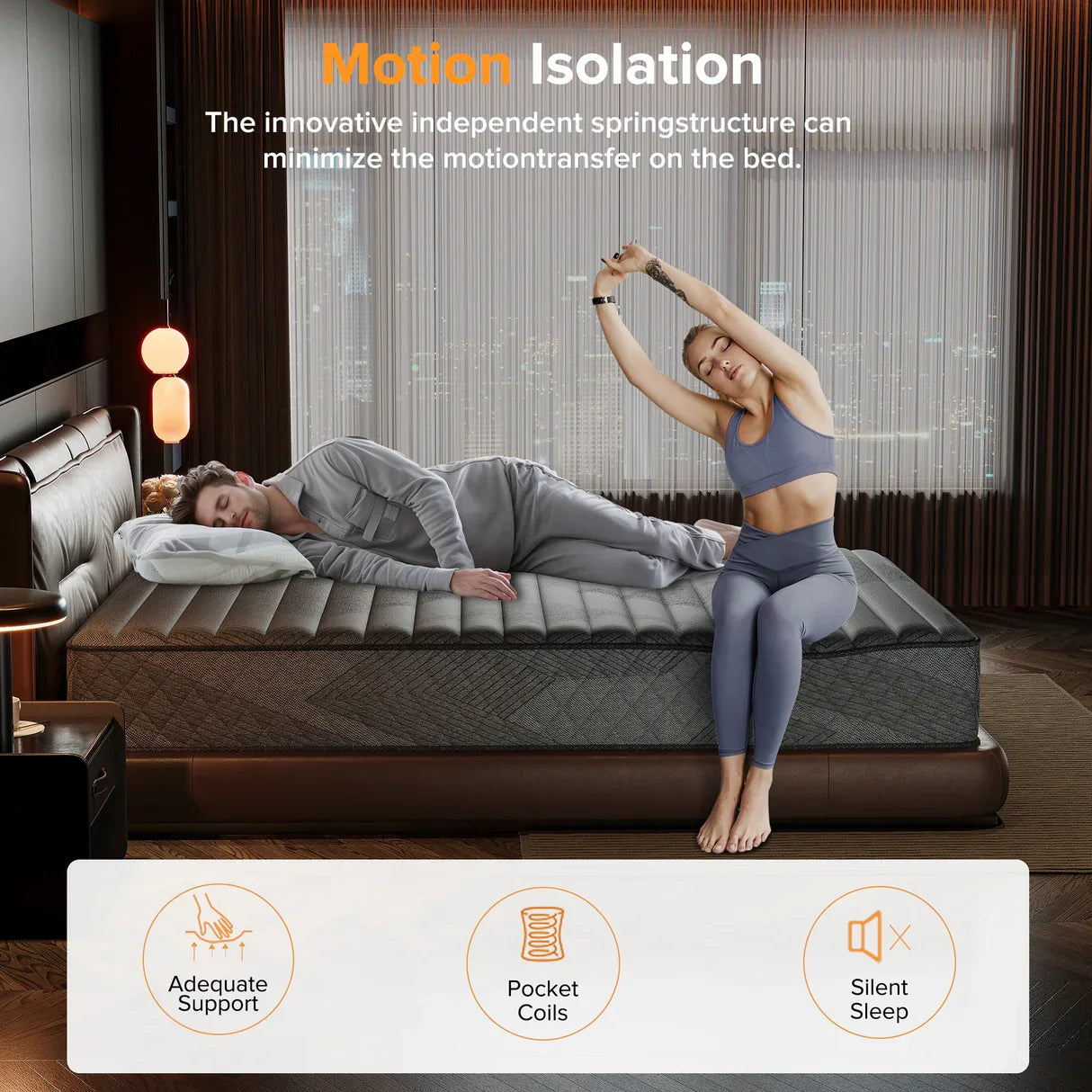 Premium Memory Foam Hybrid Mattress Cooling and Breathable By Inside Nest - 10 Inches