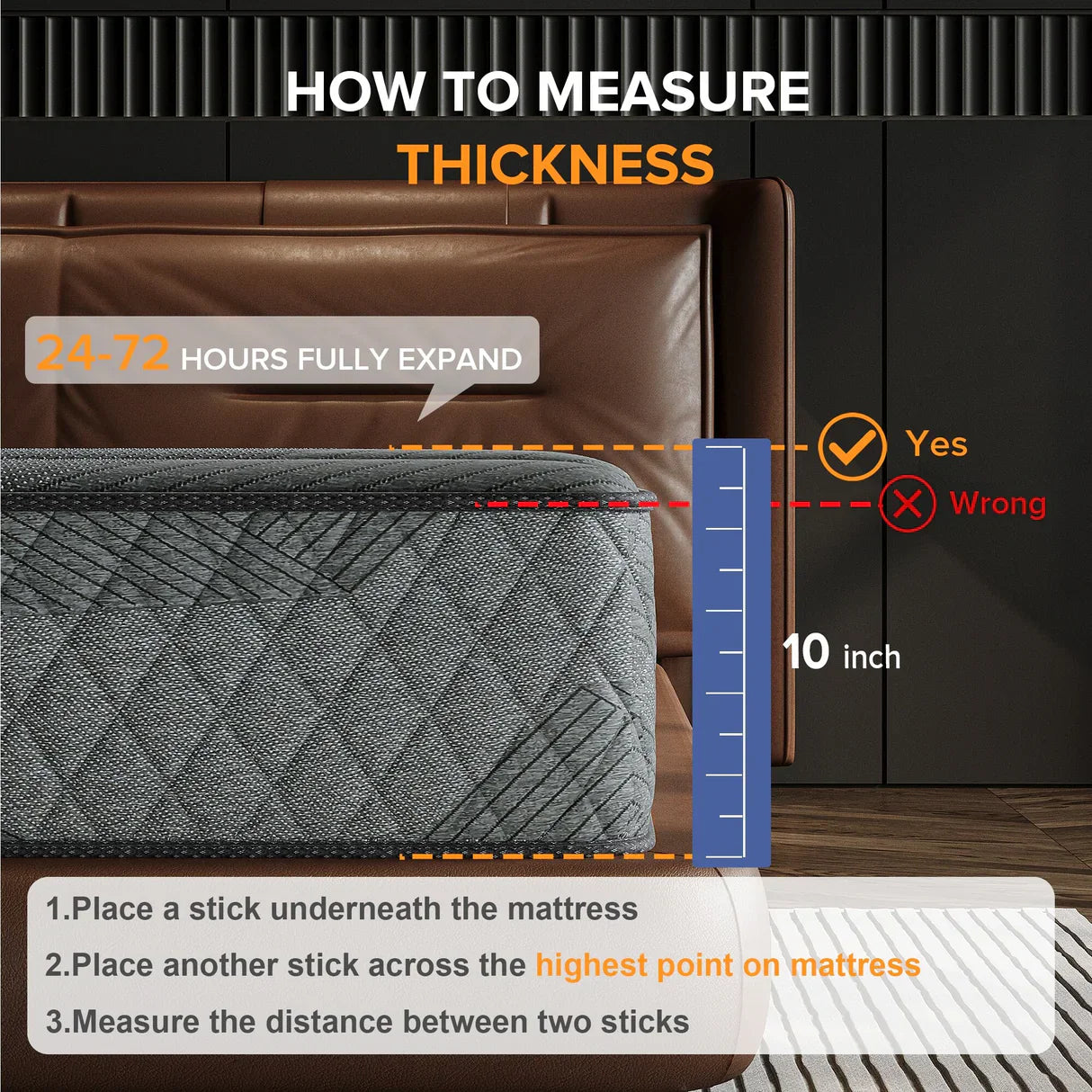 Premium Memory Foam Hybrid Mattress Cooling and Breathable By Inside Nest - 10 Inches