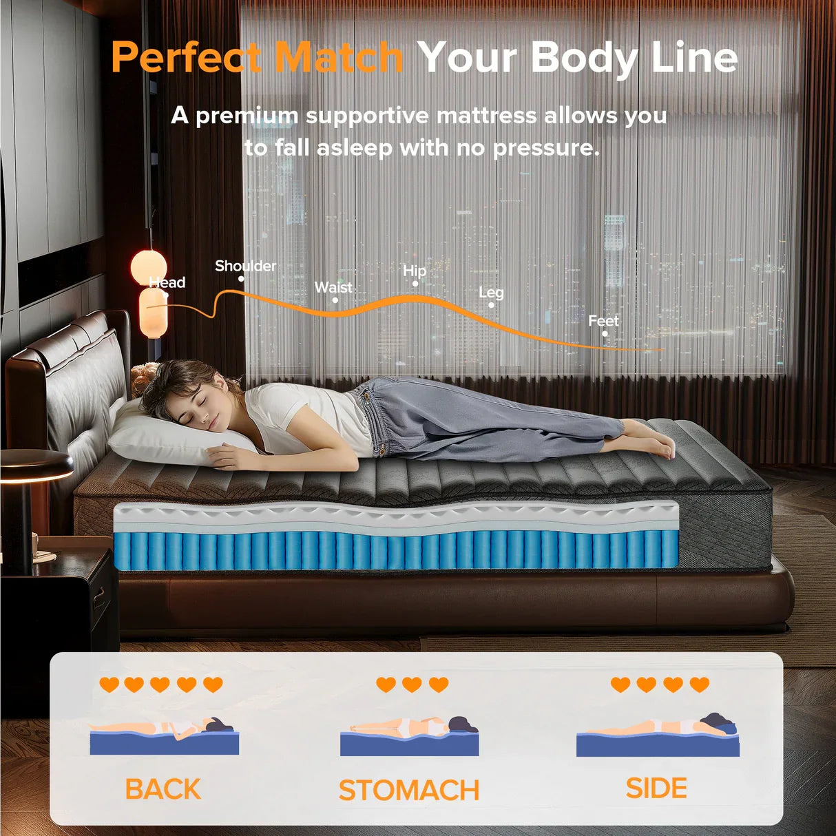 Premium Memory Foam Hybrid Mattress Cooling and Breathable By Inside Nest - 10 Inches