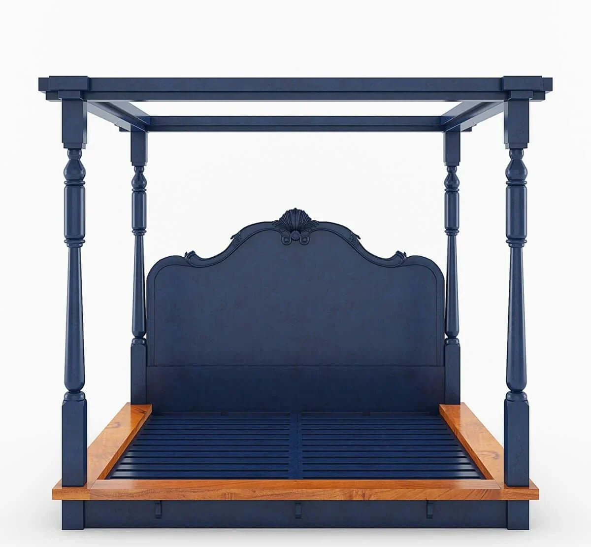 Florance Solid Wood Luxury Poster Bed in Honey Oak