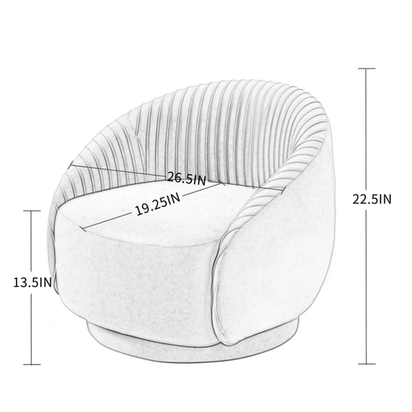 Barrel Arm Chair Embossing Fleece Upholstered Accent Sofa Chair - Oak Inside