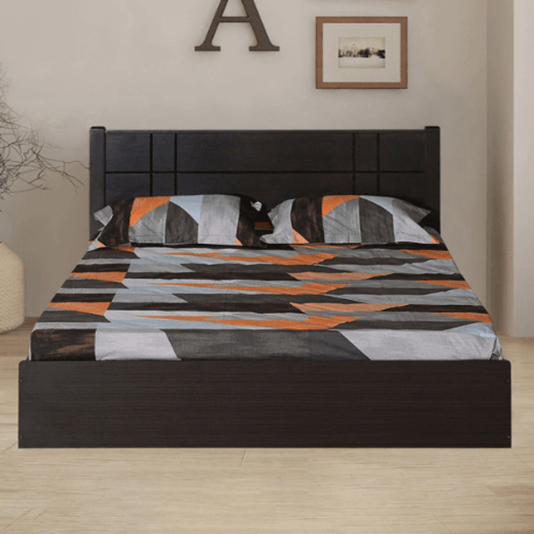 Cleopatra Bed with Storage in Brown Finish - Oak Inside