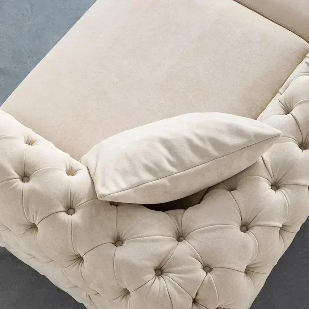 Ronaldo Chesterfield Sofa Set In Suede