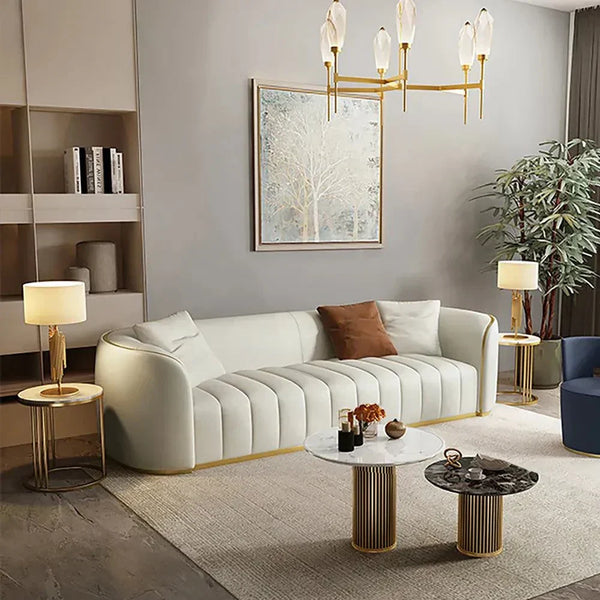 Ibiza Upholstered Sofa Set in White Suede