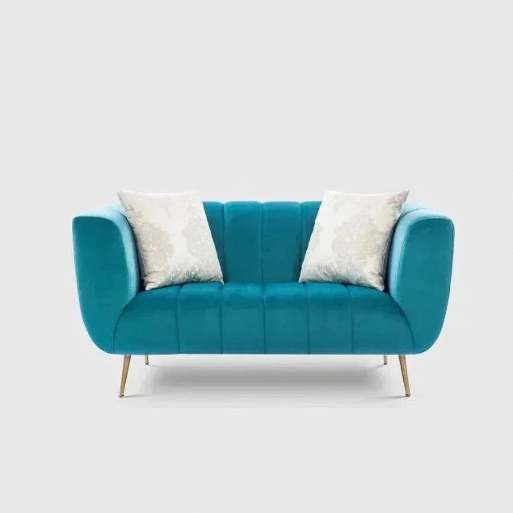 Peppermint Straight Line Sofa Set in Blue - Oak Inside
