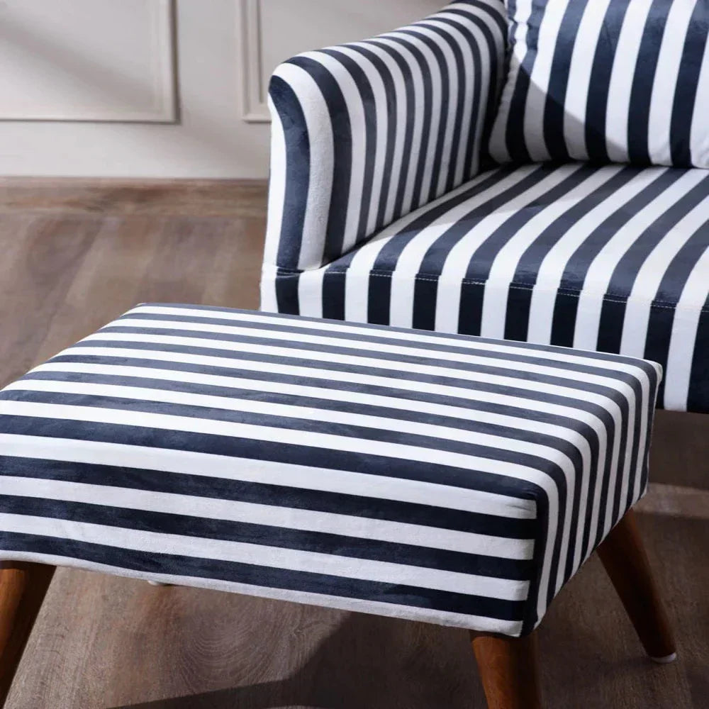 Zebra Wingback Chair With Ottoman - Oak Inside