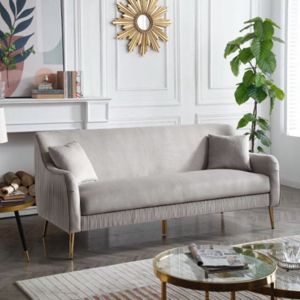 Tesla Straight Line Sofa Set in Grey - Oak Inside