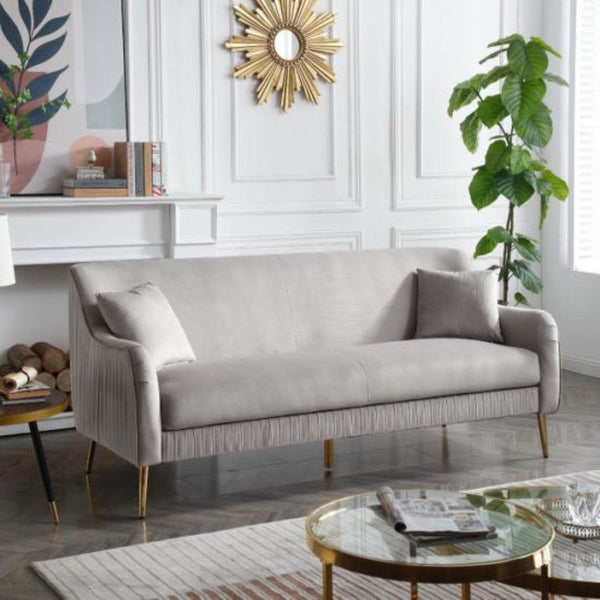 Tesla Straight Line Sofa Set in Grey - Oak Inside