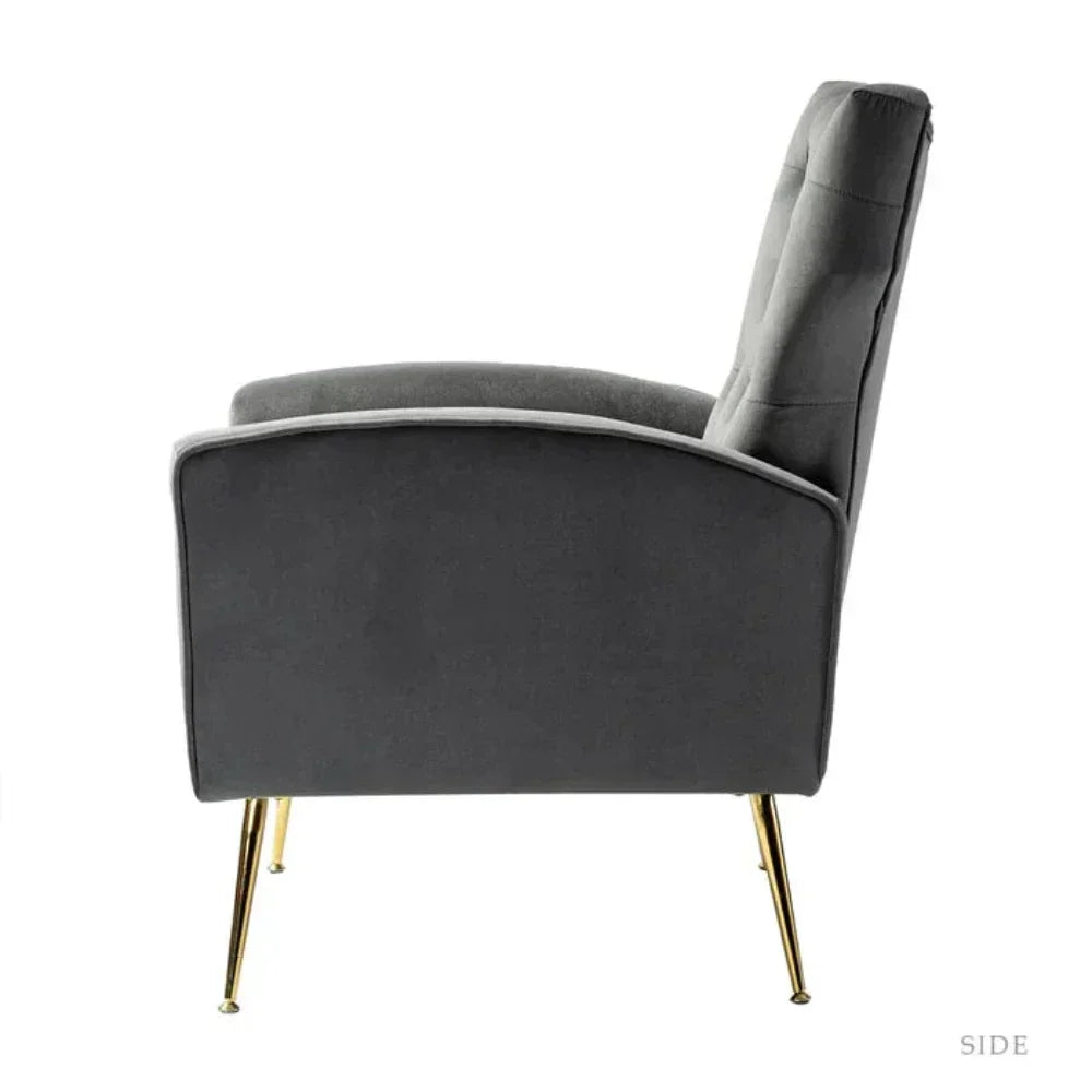 Jacky Chesterfield Chair in Suede - Oak Inside