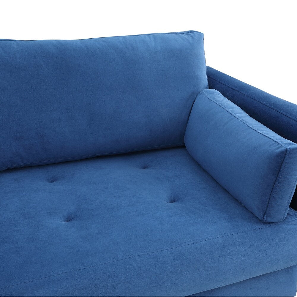 Volly High Back Couch Mid-century Suede SS Legs Chaise Sofa - Oak Inside