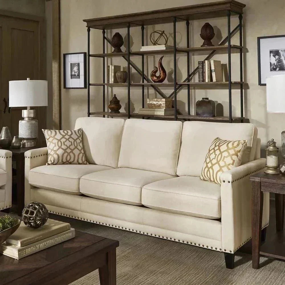 GoPro Line Sofa Set in Beige - Oak Inside