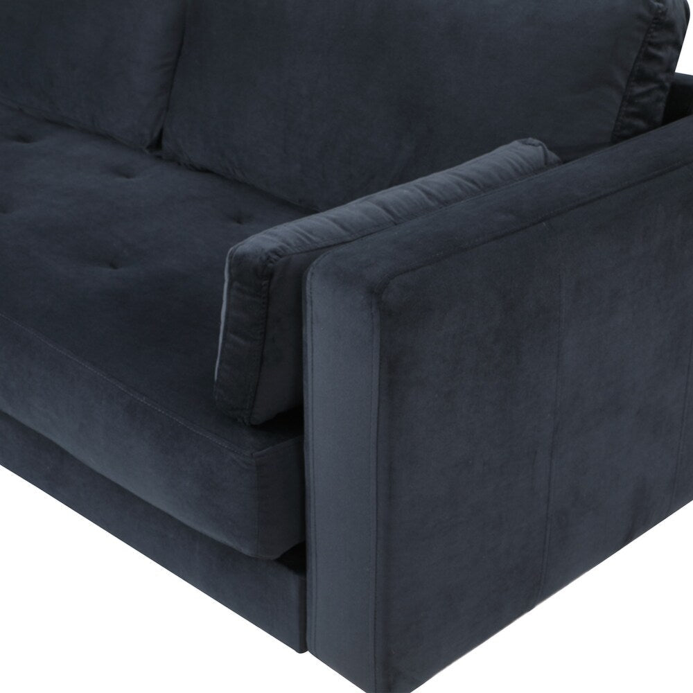 Volly One Couch Mid-century Sectional Sofa in Black - Oak Inside