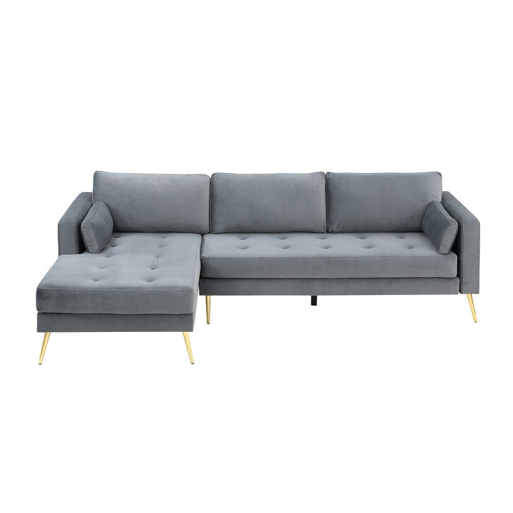 Volly High Back Couch Mid-century Suede SS Legs Chaise Sofa - Oak Inside