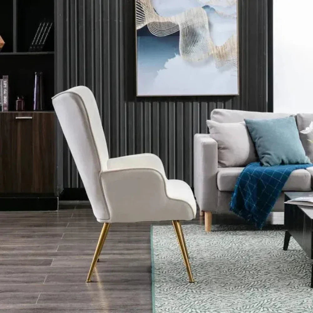 Kitty Button-Tufted Wingback Chair - Oak Inside