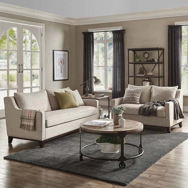 Donald Luxury Straight Line Sofa Set - Oak Inside